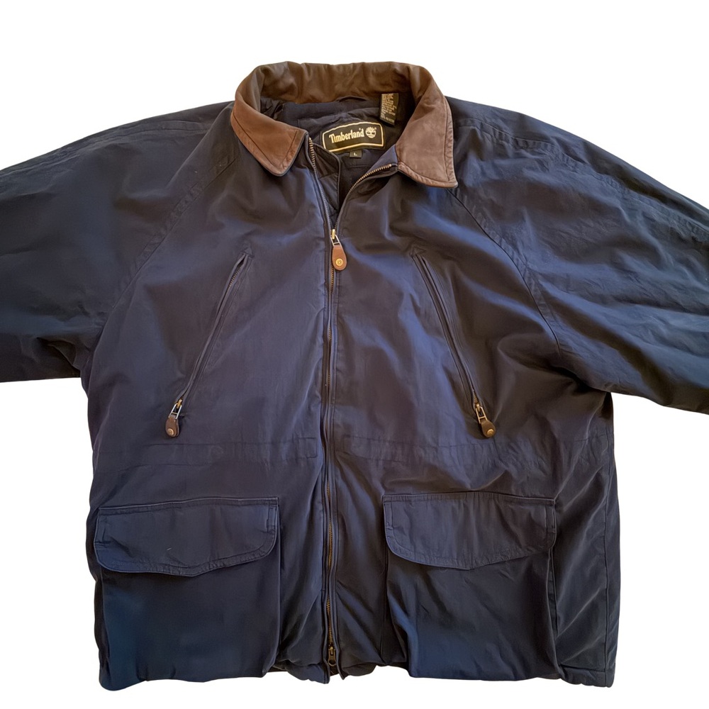 Vintage Timberland Field Jacket Leather Collar Wool Lined Waterproof Coat